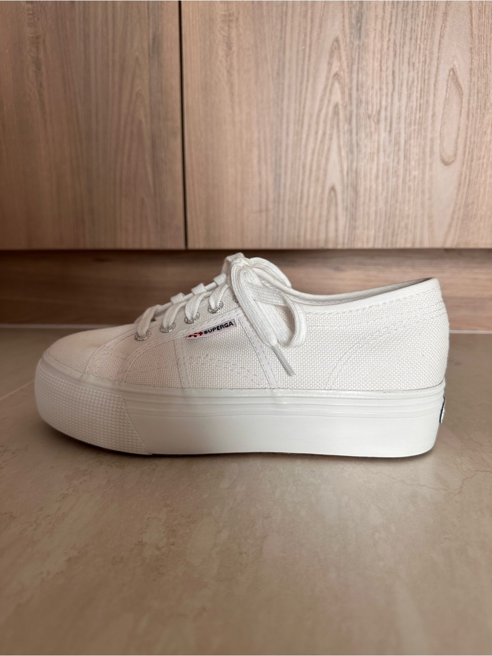Superga White Platform Canvas Sneaker